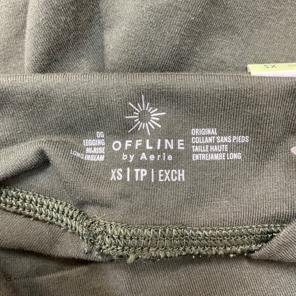Offline By Aerie Hold Up Real Me Xtra Collant Sans Pieds Olive Dizzy XS Long - Picture 5 of 7